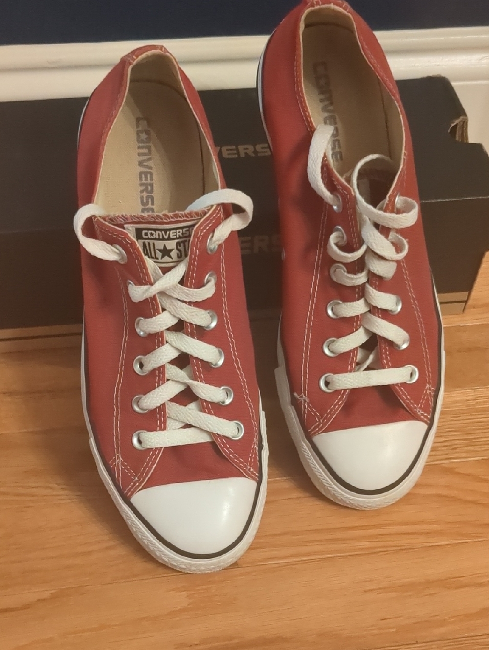 Converse Low Top Sneakers - Maroon Red with White Accents